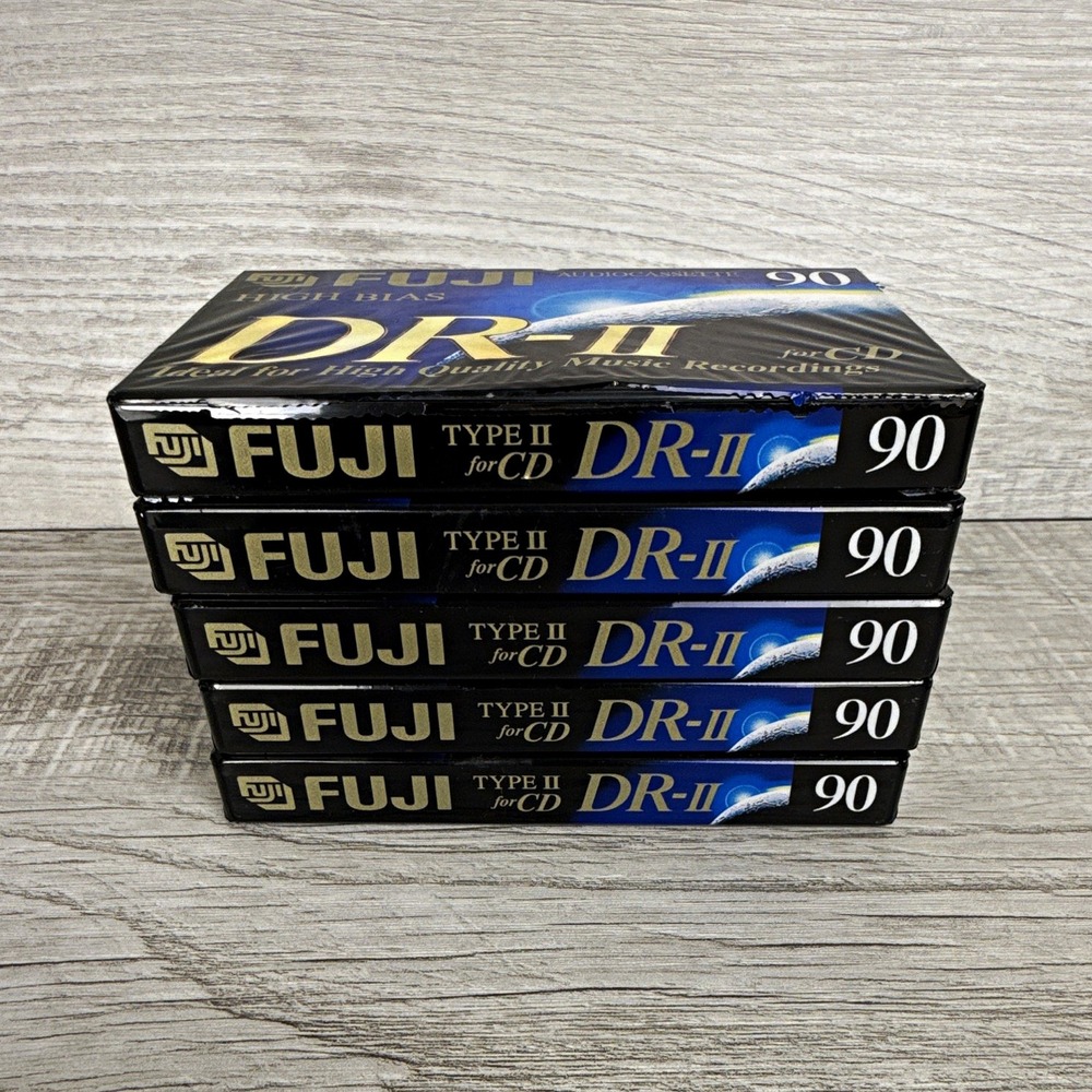 Fuji DR-II 90 Type II High Bias Blank Cassette Tapes Lot 5 Sealed NOS Vintage